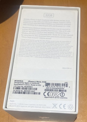 Apple iPhone 4 Box 32GB Black Empty Box Only Genuine And Authentic Original - Photo 3/8
