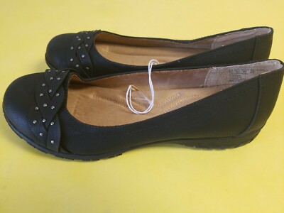 Basic Edition Women's Fantine Leather Slip On Shoe- Black Size 8M