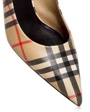 New Burberry AUBRI Pump 8/38.5/5.5 Kitten Heel Shoe,ITALY,Beige Logo Check,NIB