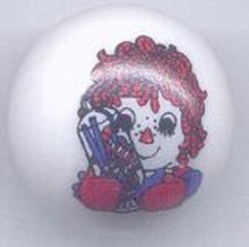Raggedy Ann 1" Glass Logo Marble 3 Color
