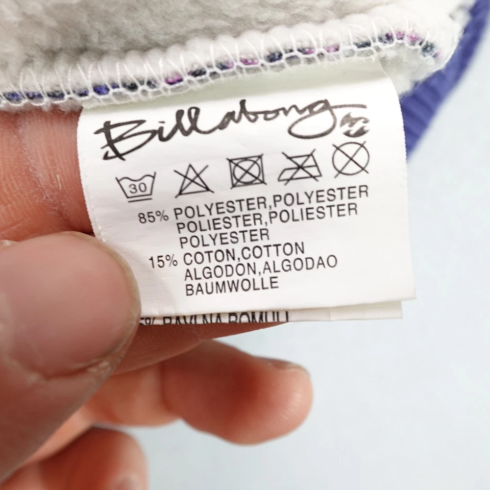 Chaqueta Billabong Mujer Grande Azul Púrpura Cuadros Polar Sudadera con Capucha Abrigo Cremallera Completa Foto 4 de 4