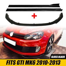 Pour 10-13 VW GOLF GTI GTD MK6 Pare-Choc Avant + Bas de Caisse Noir Brillant DHL
