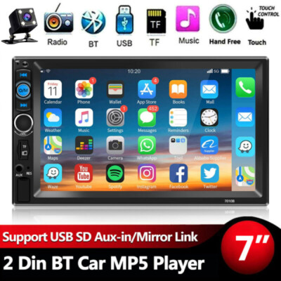 Doppel 2DIN Autoradio Bluetooth 7'' Touchscreen USB Mirror Link MP5 AUX + Kamera