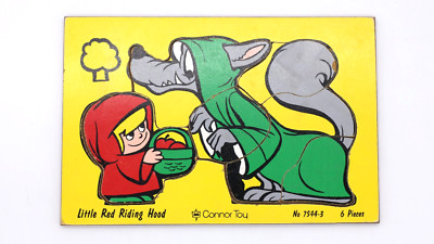Vintage Connor Toy Little Red Riding Hood Wooden Puzzle No. 7445-3 - 9'' x 6''