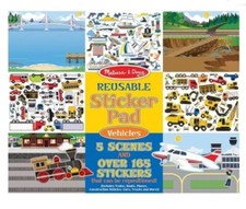 Melissa  Doug Reusable Sticker Pad Vehicles 5 Scenes 165 stickers New Sealed
