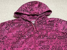 Under Armour Full Zip Up Jacket Youth Kids Boys Large Pink Hoodie Sweatshirt