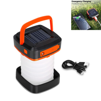 Portable Solar Rechargeable LED Flashlight Camping Tent Light Torch Lantern Lamp