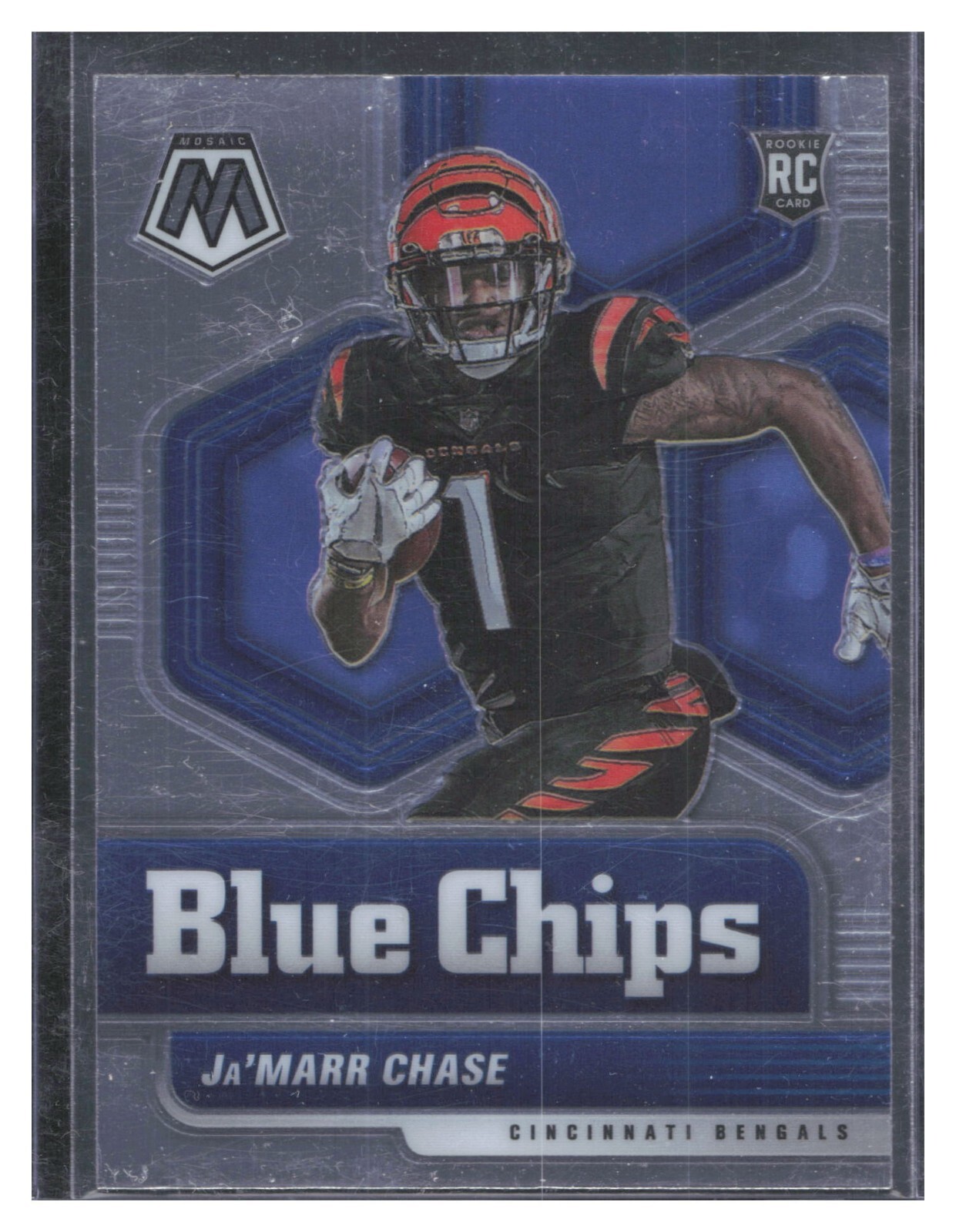 2021 Panini Mosaic JA'MARR CHASE RC Blue Chips Bengals #7 Rookie Bengals NFL SP