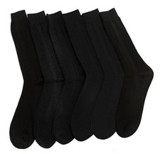 1 6 12 24 Pairs Men BLACK Ribbed Crew Dress Socks 100 Ribbed Lot 10-13