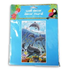 Underwater Dolphin and Tropical Fish Wall Scene Setter 1 Piece Per Package New