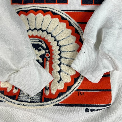 VTG 90s Ilinois Fighting Illini Sweatshirt Fits Small White Logo Crewneck Tag M - Picture 4 of 17