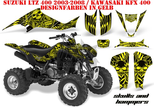 KIT GRÁFICO DE DECORACIÓN DE CARRERAS AMR ATV SUZUKI LTZ 400 Y KFX 400 CALAVERAS Y MARTILLOS B - Imagen 3 de 6