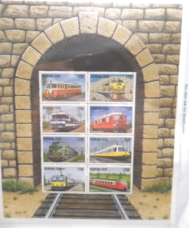 2 БЛОКА (ВСЕГО 16 МАРОК) НОВЫХ ВИНТАЖНЫХ ЖЕЛЕЗНОДОРОЖНЫХ МАРОК СДЕЛАНО В БУРКИНО ФАСО!!!! - Изображение 4 из 4