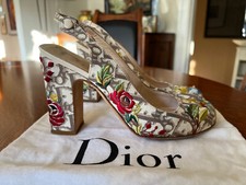 Vintage Christian Dior logo emblem sling back Women s High Heeled Shoe Size 36.5