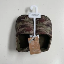 Capelli New York Slippers Dinosaur Camo Lined Traction Soles Olive Army Green