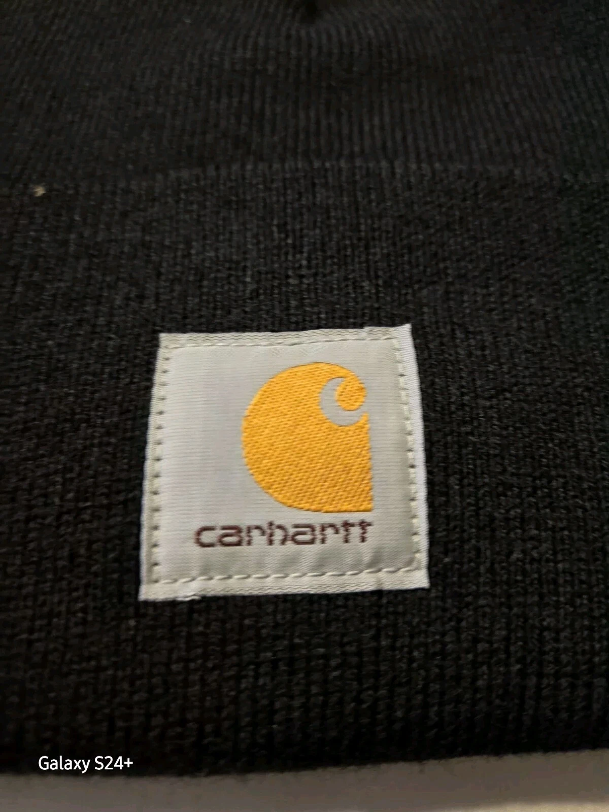 Carhartt Hat Mens One-Size Black Knit Logo Thermal Folded Beanie
