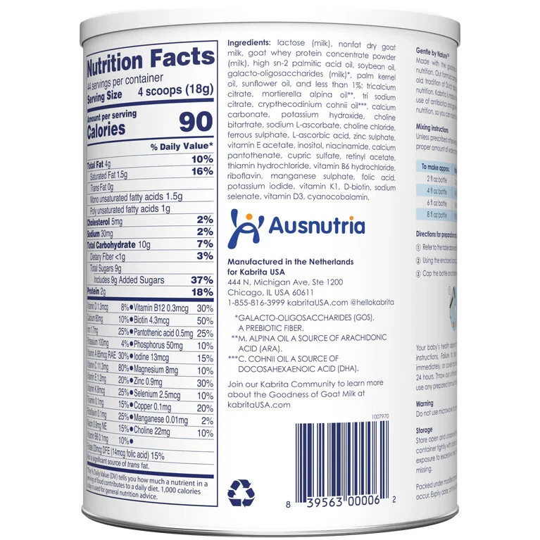 Fórmula de leche de cabra Kabrita para niños pequeños fácil de digerir fórmula para bebés 12-24 meses 28 OZ Foto 2 de 4