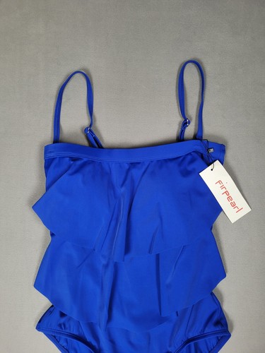 Firpearl Women's Bandeau One Piece Strapless Swimsuit Layered Ruffle-Size 6 - Picture 4 of 6