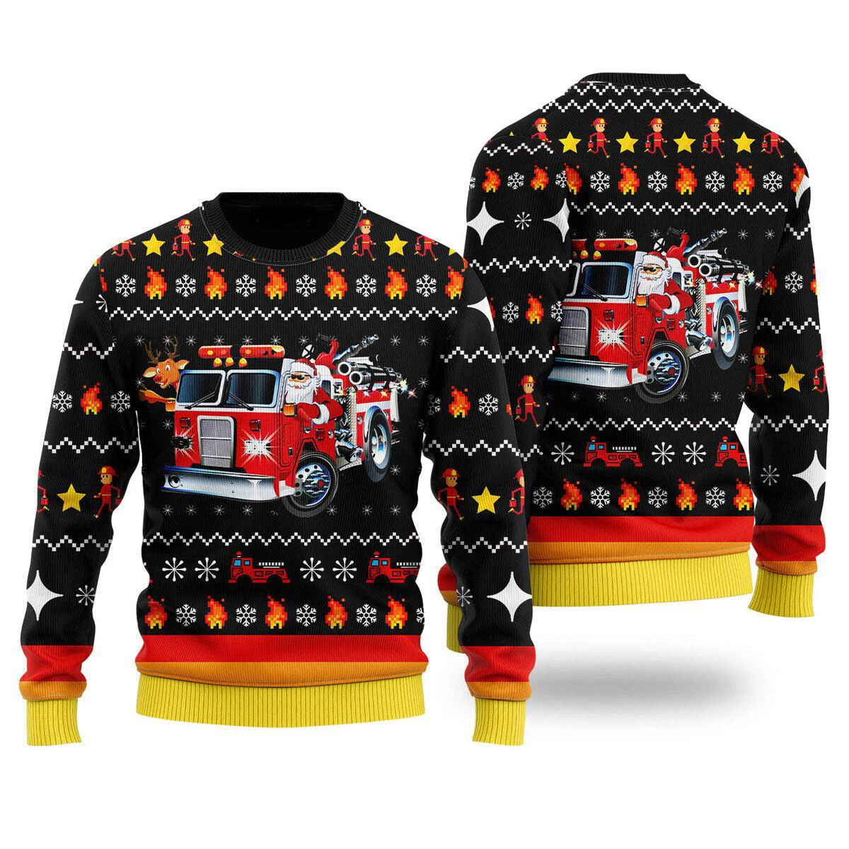 Fireman ugly christmas sweater store