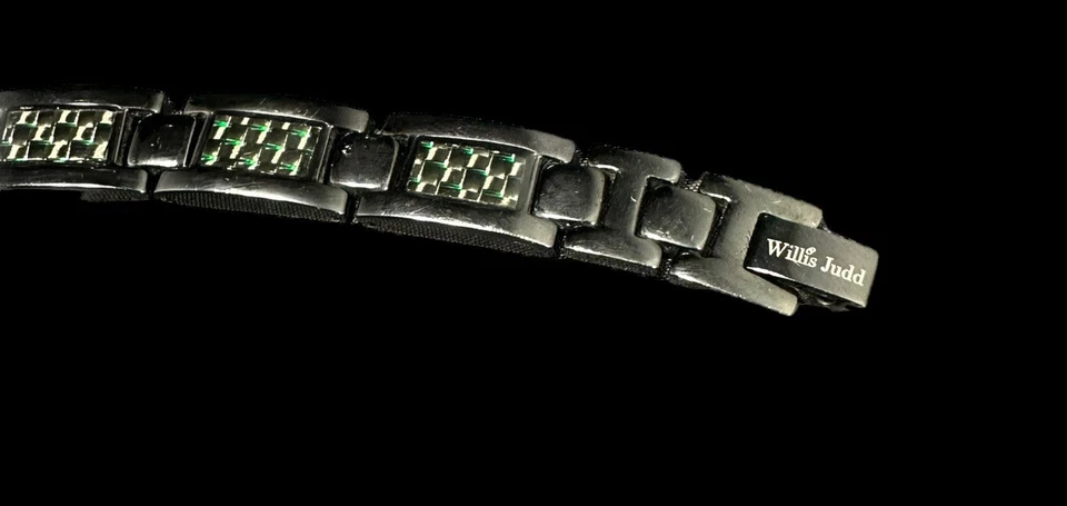 Pulsera Willis Judd Magnética Negra Titanio Verde Incrustación de Fibra de Carbono ☼ 7.5 pulgadas Foto 4 de 4
