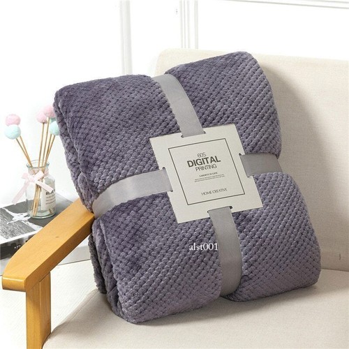 Blanket Beds Coral Fleece Throw Sofa Cover Bedspread Pet Fluffy Plaid Blankets - Picture 17 of 38