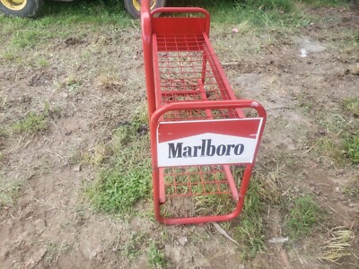 Vintage Collectible Marlboro Advertising Basket Stands 2 wheel