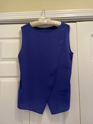 Dorothy Perkins Sleeveless Blouse PeekaBoo Back US Size 12 Indigo Blue CUTE! - Picture 2 of 5