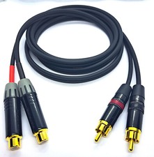 Cinch-Verlängerung 2 x RCA Stecker Neutrik auf  2 x RCA Kupplung vers. Längen