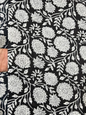 Tissu artisanal indien de couture 100 % coton imprimé floral bloc main de 5 y... - Photo 1/4
