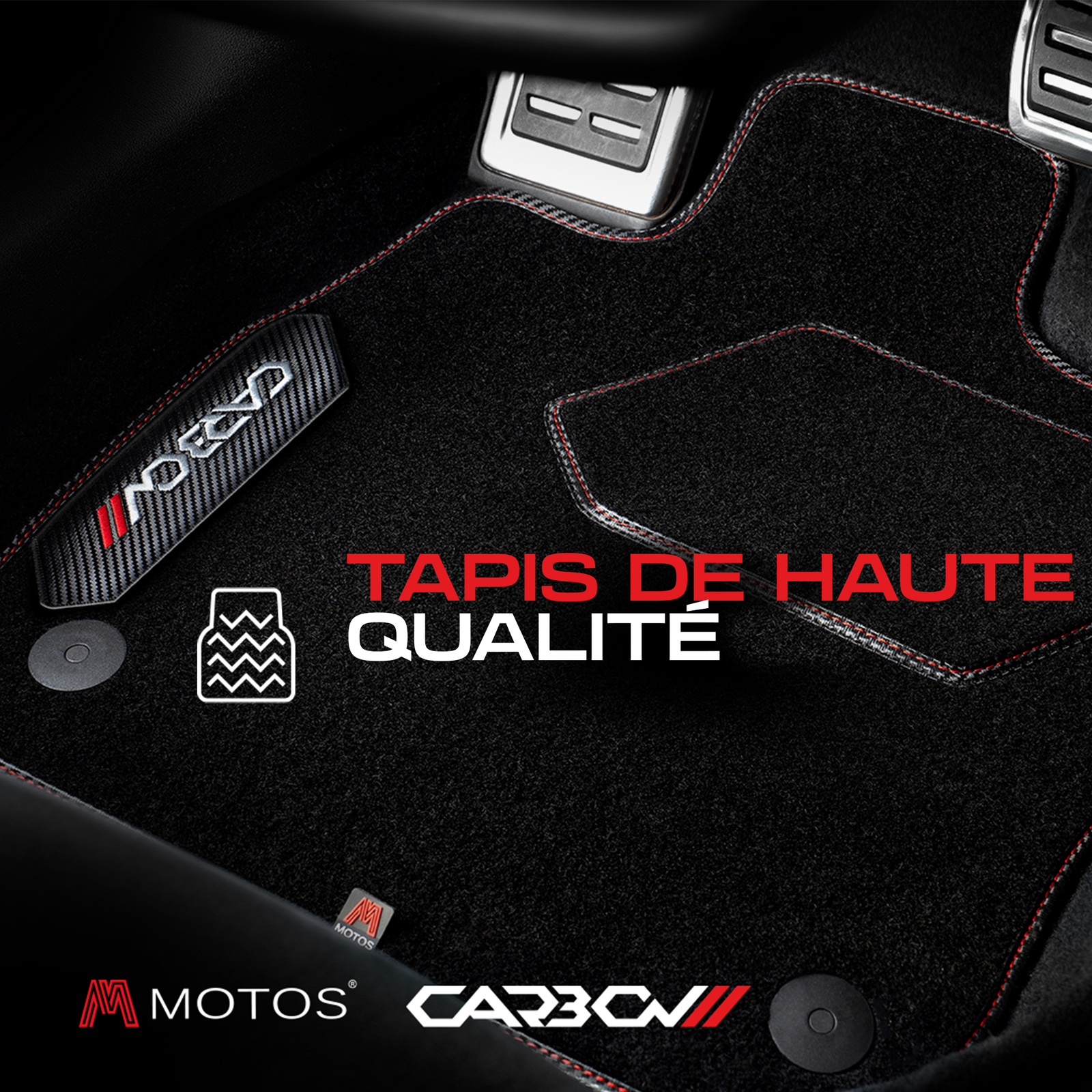 Tapis de sol en velours rouge CARBON pour Citroën C5 I 2001-2004 avant lifting