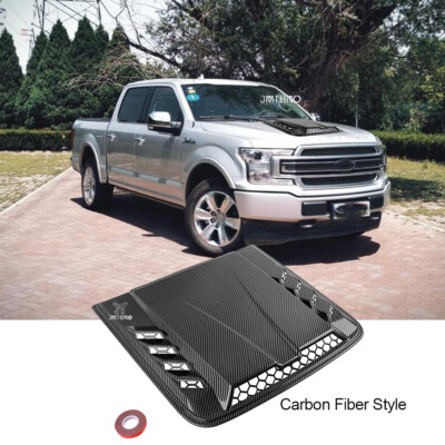 For Ford F-150 F-250 Air Flow Intake Hood Scoop Vent Turbo Bonnet Cover Carbon