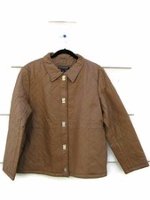 Qvc Style Dialogue Women's Brown Leather Jacket Diamond Stitch Size Large