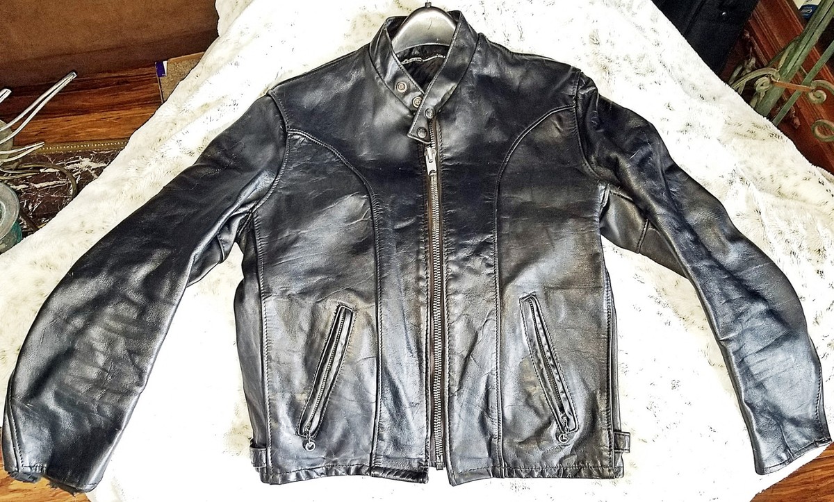 Schott Leather Motorcycle Jacket Small 36-38 Cafe Racer Cowhide