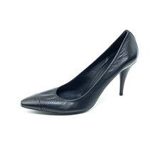 Prada Pumps Heel Pointed Toe Black Leather Perforated Womens US 9.5