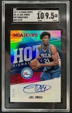 2017-18 Panini Hoops #HSJS Joel Embiid Hot Signatures Red /25 SGC 9.5