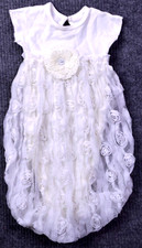 SALE Baptism Wedding Christening  Dress Girls  0-6 M White Floral Suit Stretch