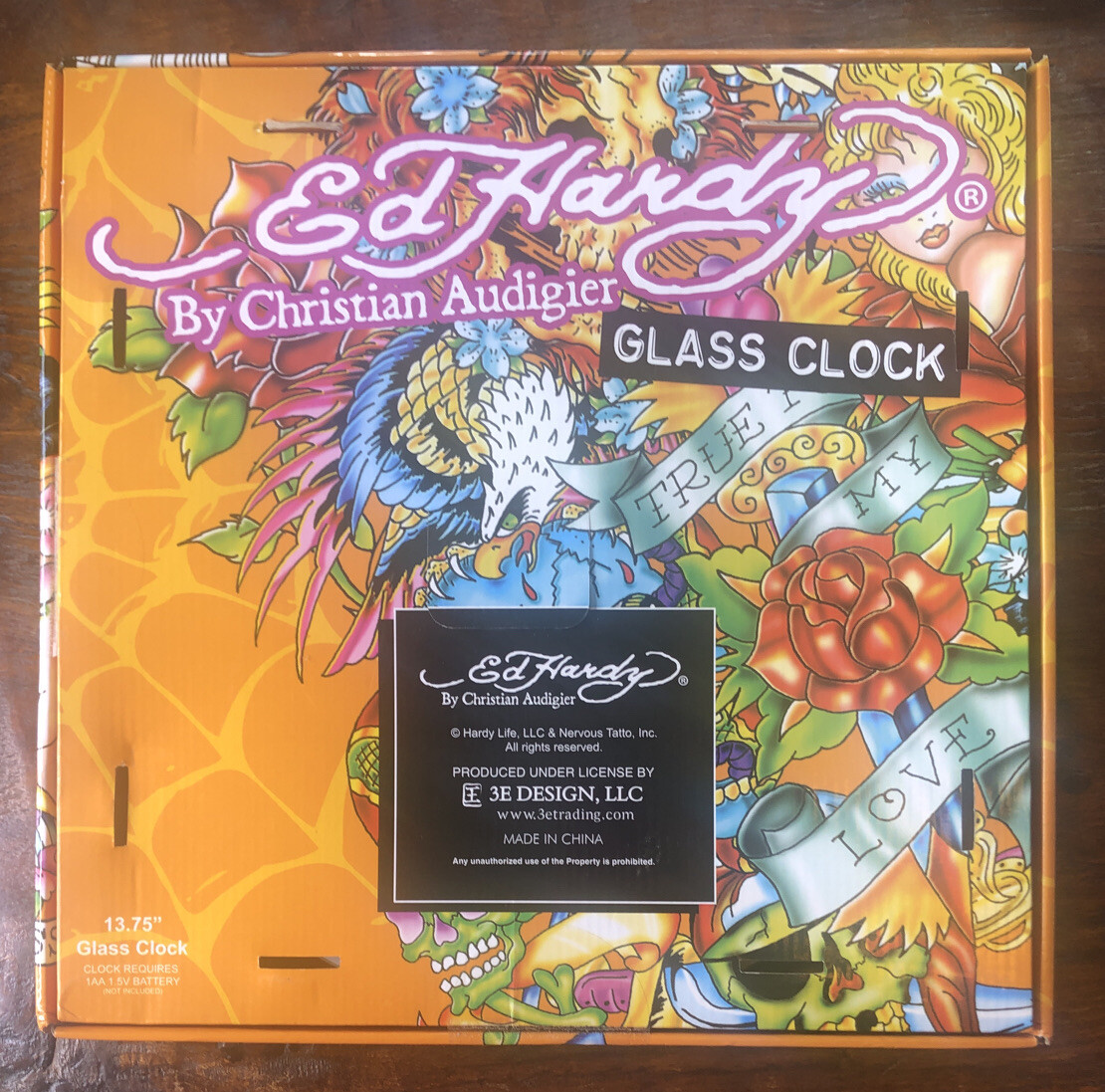 Ed Hardy By Christian Audigier Tattoo Tiger Glass Wall Clock 13.75" New ...