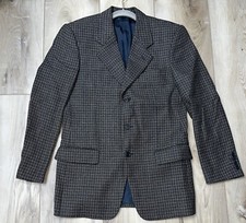 Valentino UOMO Tweed Sport Coat Wool Blazer Chec Camel Black Euro Size 48R Italy