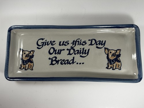Vintage Louisville Stoneware Serving Bread Tray Platter Pigs Kentucky 6”x14”