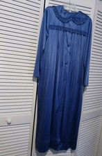 Vintage Nancy King Long Royal Blue Robe For Women Size M. Made Of Nylon In USA.