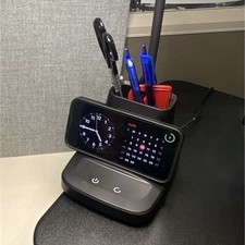 Black LED Touch Control Adjustable Desk Lamp with Pen Holder  Phone Charger