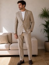 Hugo Boss Linen Suit – Beige/Sand – 40" Chest / 32" Waist / 31" Leg – Excellent