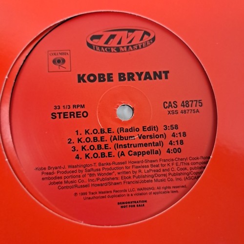 Kobe Bryant K.O.B.E. Vinyl 12" Promo Single US 1999 Columbia CAS 48775 - Picture 4 of 4