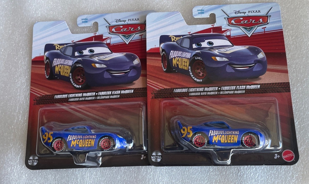 Disney Pixar Cars Fabulous Lightning McQueen blue Mattel Lot Of 2