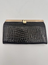 ABAS Brown Leather Cache Framed Wallet Clutch Patent Clasp Made In USA EUC