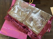 Etro 61 x18 Rectangular Embroidered Silk Burgandy Velour Scarf Made In Italy