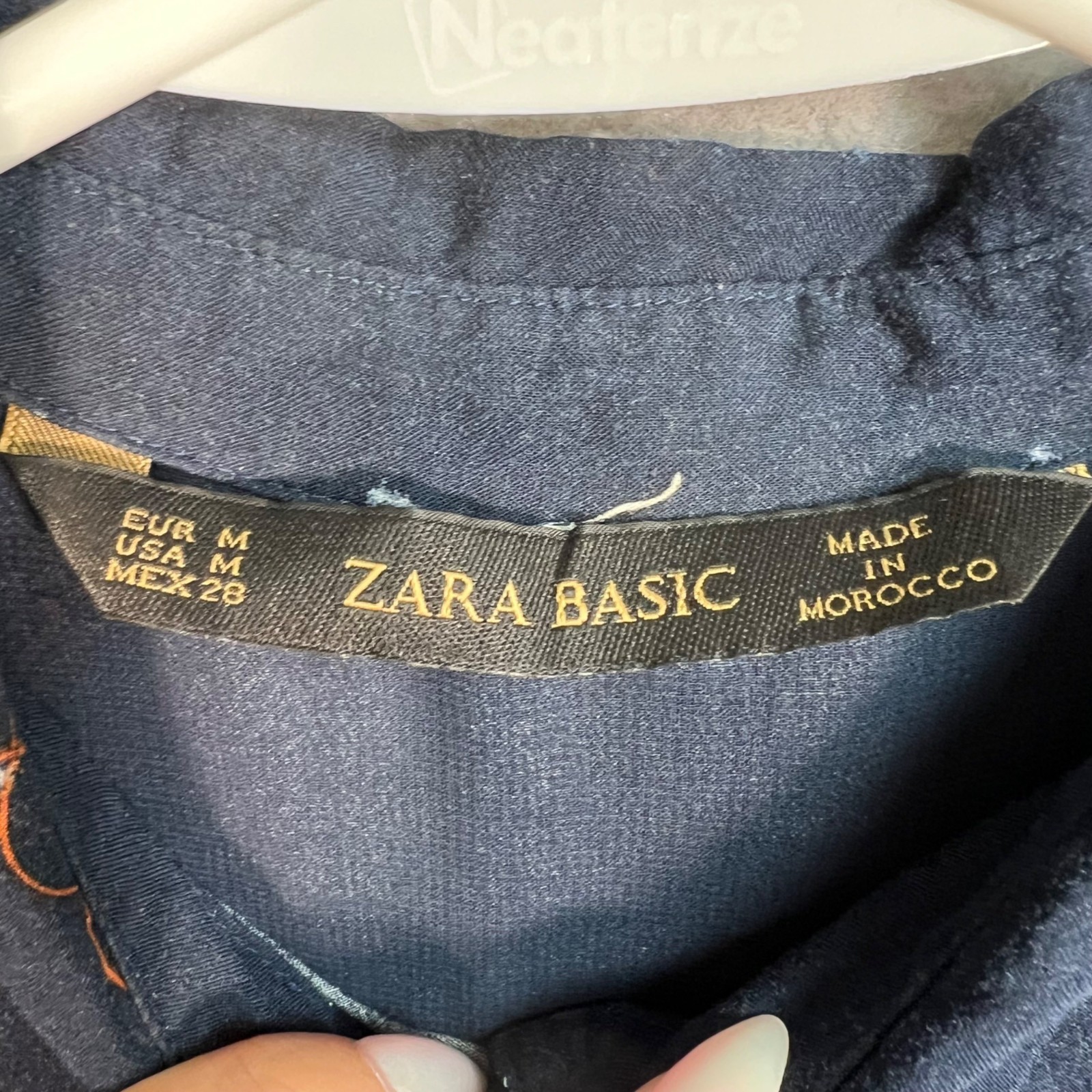 Zara Basic Womens Medium Navy Blue Button-Up Shir… - image 3