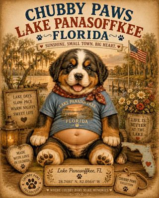 NWT Unisex Chubby Paws  Bernese Mountain Pup Lake Panasoffkee Fl Dog FREE SHIP