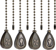 Bronze Ceiling Fan Pull Chains Set 4 Pack 12 Inch Fan and Light Icons Extensions