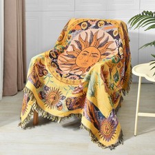 Boho Throw Blanket Reversible Cotton Bohemian Tapestry Hippie Room Decor Outd...